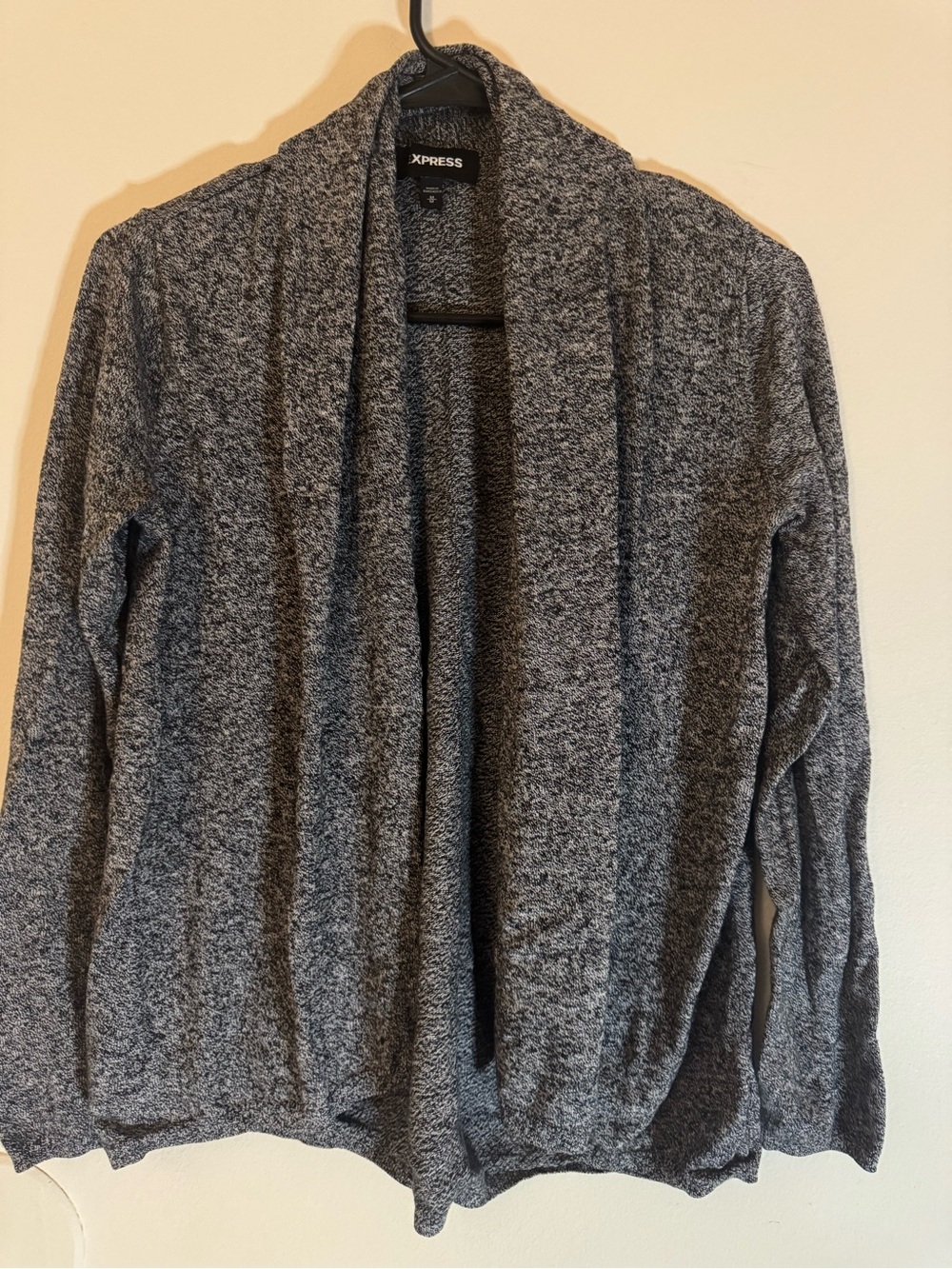 Express Gray Open-Front Shawl Cardigan